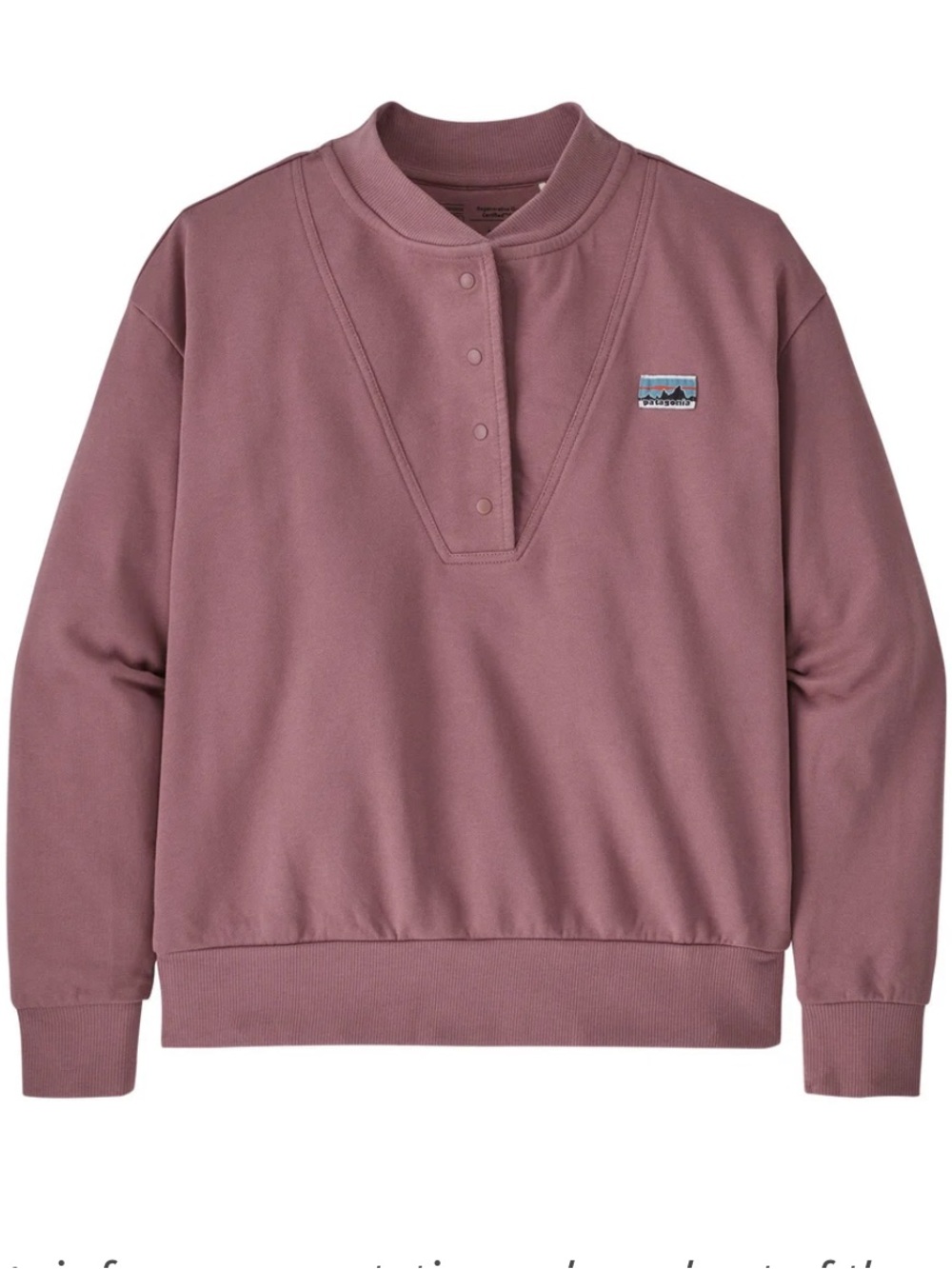 Patagonia Women's Regenerative Organic Pilot Cotton Snap Sweatshirt in Mauve